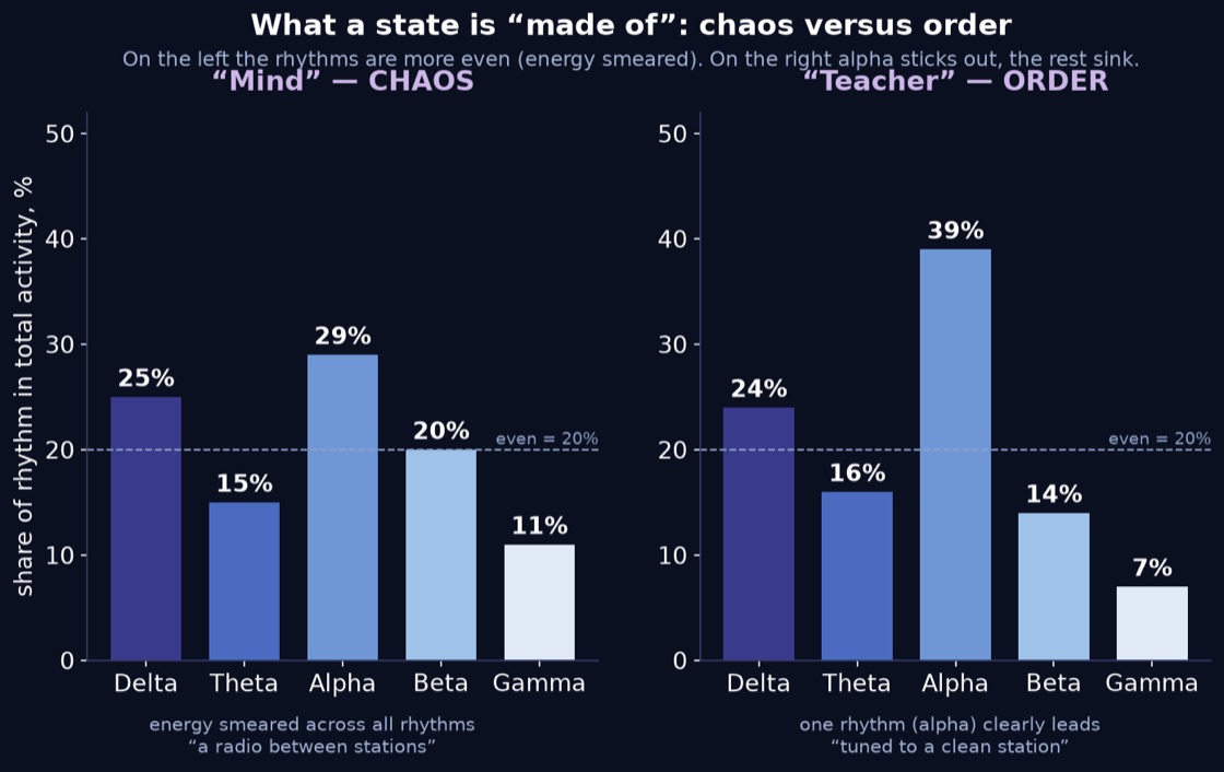 Mind — chaos versus Teacher — order
