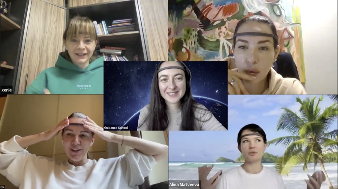 A Zoom session: participants wearing Muse 2 headbands